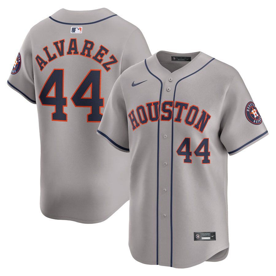 Men Houston Astros #44 Yordan Alvarez Nike Gray Away Limited Player MLB Jersey